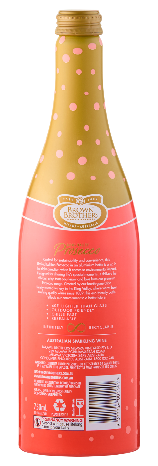 Limited Edition Aluminium Premium Prosecco Brut